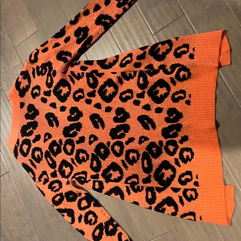 Orange and black printed over sized cardigan